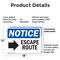 Signmission Escape Route (Right Arrow), 18 in W x Rectangle, Plastic OS-2PACK-NS-P-1218-L-12138 - alternate 3